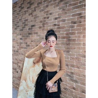 Áo len cổ vuông chất dày đẹp