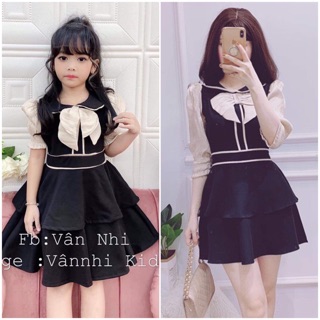 Bán sỉ đầm mẹ bé cổ nơ xoè tầng😋free ship😛