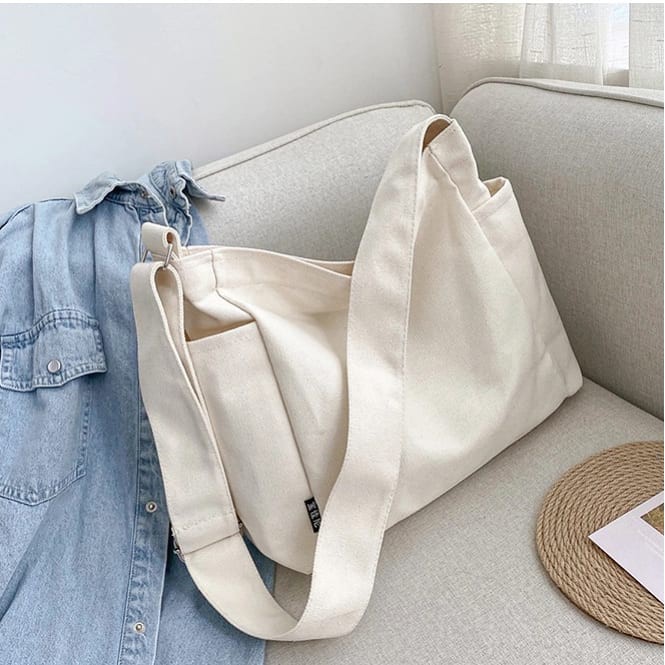 Túi đeo chéo vải canvas 3 gang kiểu dáng basic giá rẻ cho sinh viên