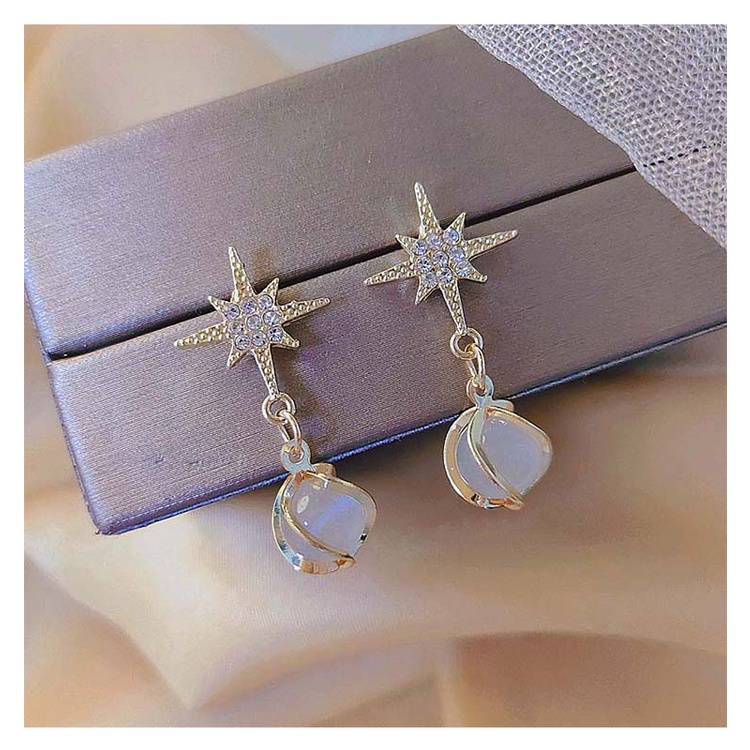 Bông Tai Đính Đá Opan Hình Ngôi Sao Phong Cách Hàn Quốc Thời Trang Mới Cho Nữ