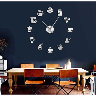 Đồng hồ dán tường chủ đề cafe trang trí độc đáo & sang trọng, mẫu số 19