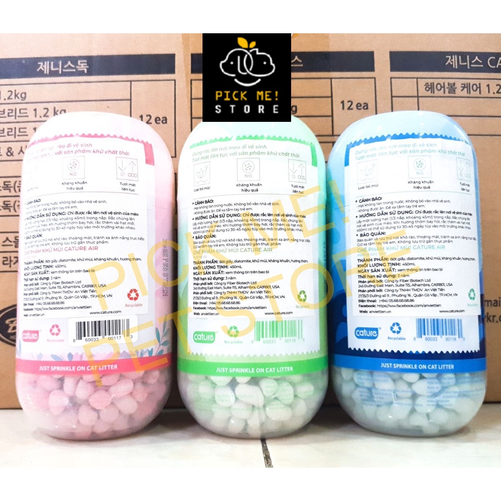 [Hộp 450ml] Hạt Khử Mùi CATURE - Viên Thơm Giảm Mùi Hôi Cho Cát Vệ Sinh Mèo