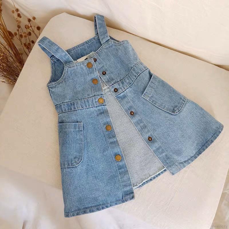 Đầm yếm denim phong cách Hàn Quốc cho bé gái