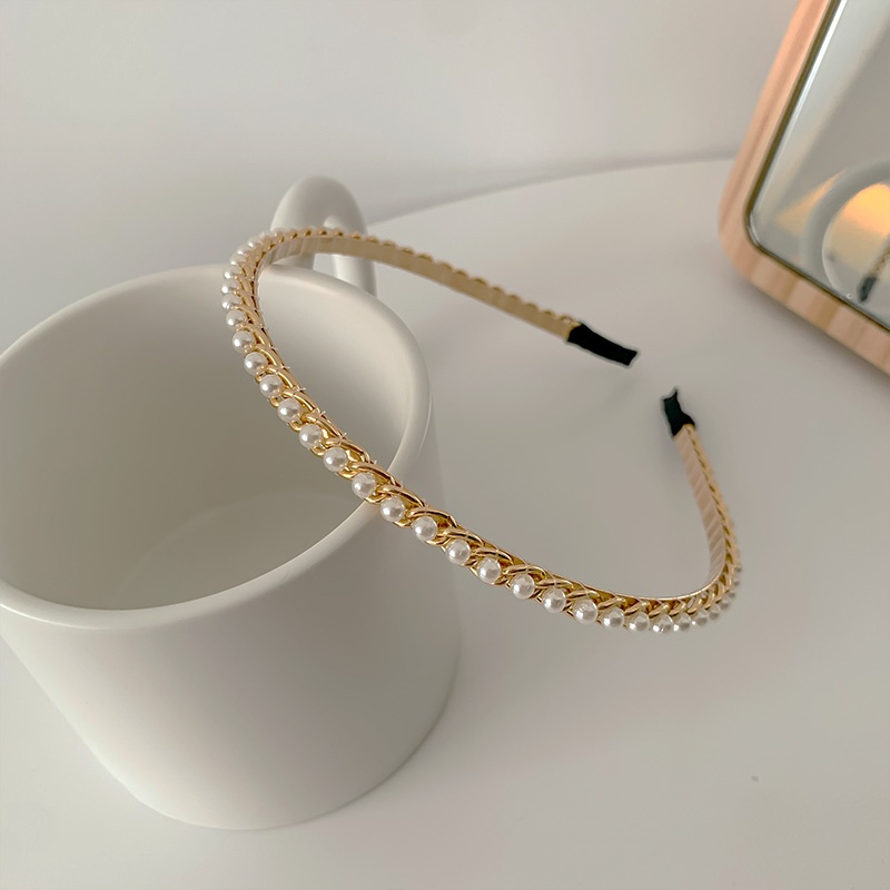 Băng Đô Cài Tóc Đính Hạt Ngọc Trai Phong Cách Retro Đơn Giản 2022 Dành Cho Nữ