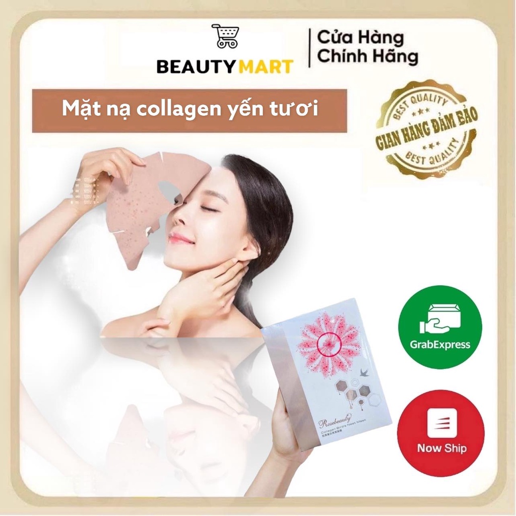 Mặt Nạ Trắng Da collagen Yến Tươi Rose beauty dưỡng trắng, chống lão hoá cho da - Chính hãng