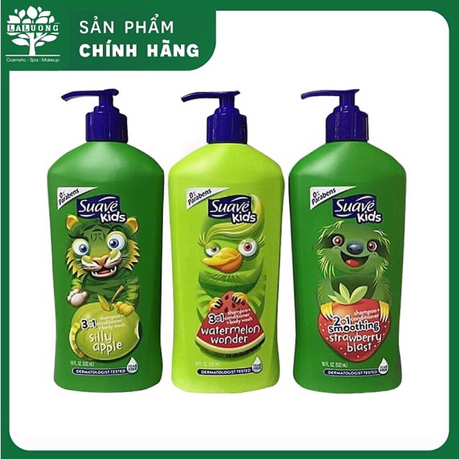 Sữa Tắm Gội Cho Bé Suave Kids Hương Trái Cây (532ml) Vị Táo, Vị Dâu, Vị Dưa