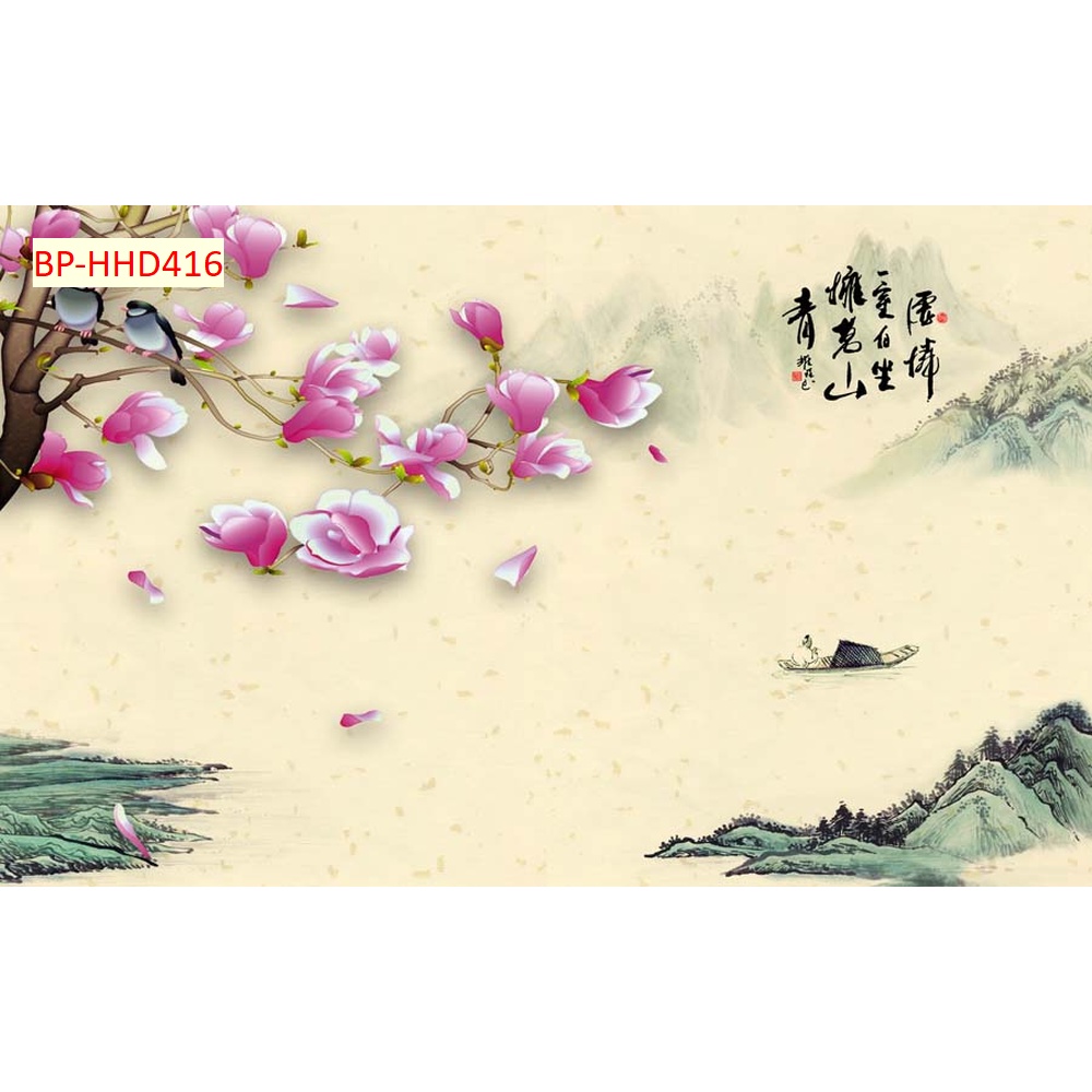 Tranh 3D INDOCHINE Vải Lụa Dán Tường Cao Cấp sang trọng, lịch sự