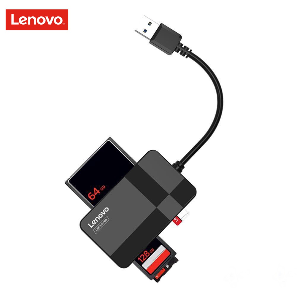 Đầu Đọc Thẻ Nhớ USB 3.0 Lenovo D303 Pro Đọc 4 Thẻ Cùng 1 Lúc (TF, SD, CF, MS) - Hàng Nhập Khẩu