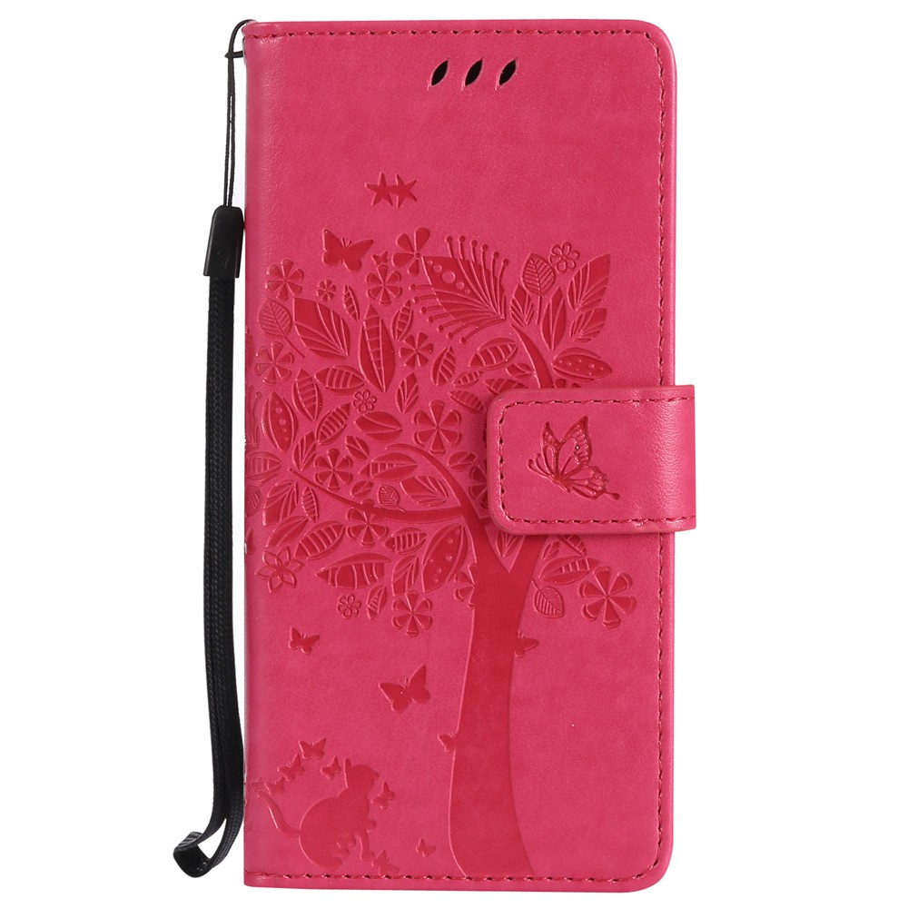 Bao da điện thoại nắp lật họa tiết cây/mèo dập nổi có ngăn đựng thẻ cho Samsung S8/ S8 Plus | BigBuy360 - bigbuy360.vn