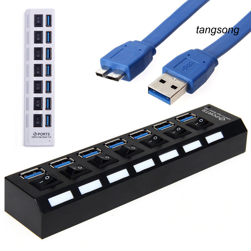 Đầu Chia 7 Cổng Usb 3.0 Có Công Tắc Cho Máy Tính