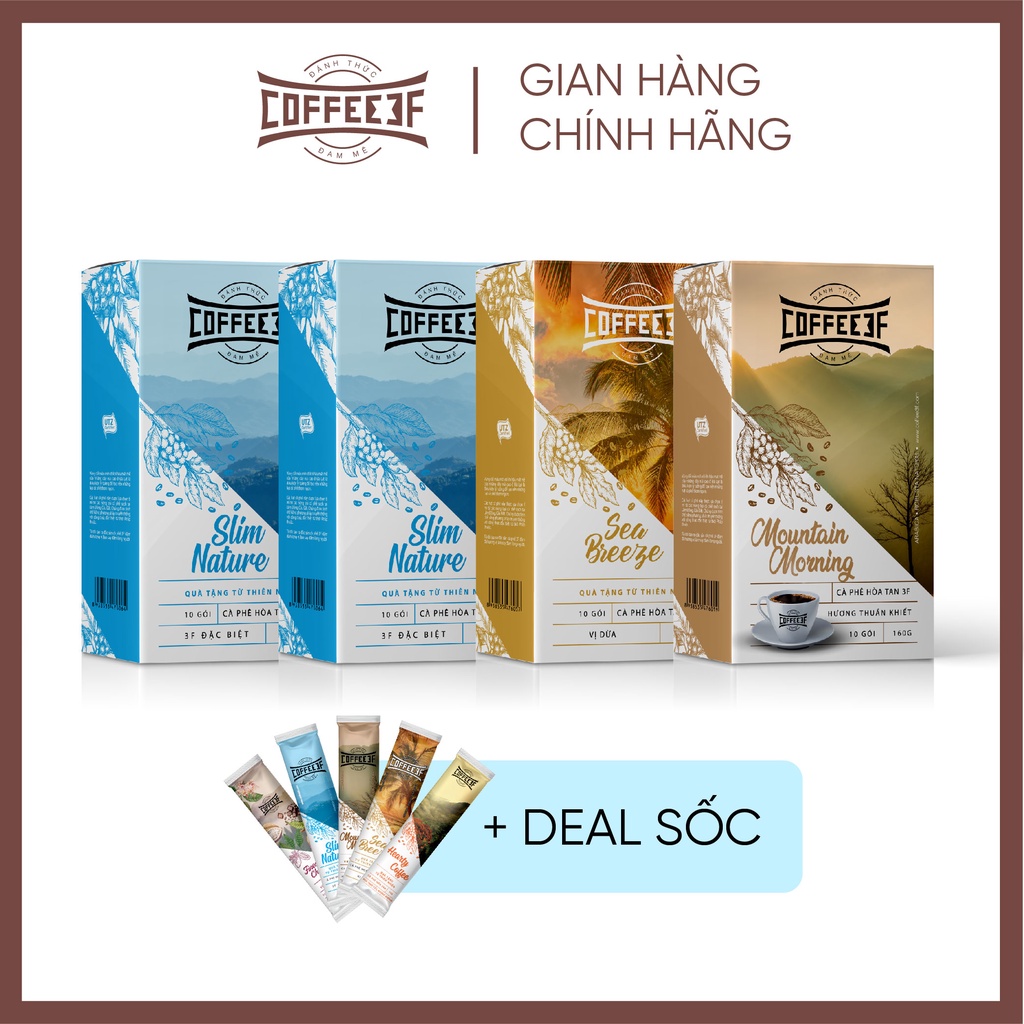 Combo Xả Hàng Tết - 4 hộp cà phê hoà tan Coffee3F (10 gói/hộp x 16g/gói) | BigBuy360 - bigbuy360.vn
