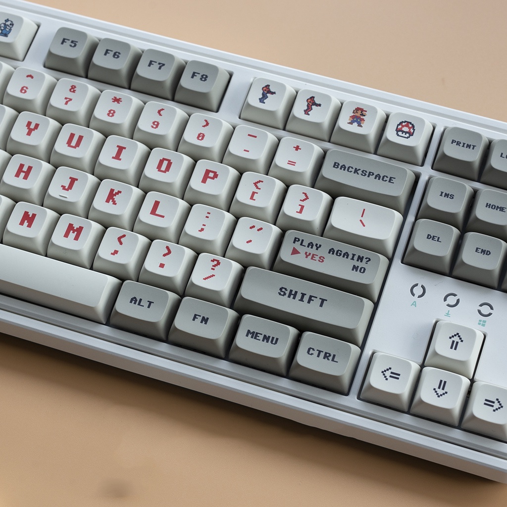 Keycap Mario Retro 123 nút chiều cao cherry in nhiệt dành cho bàn phím cơ