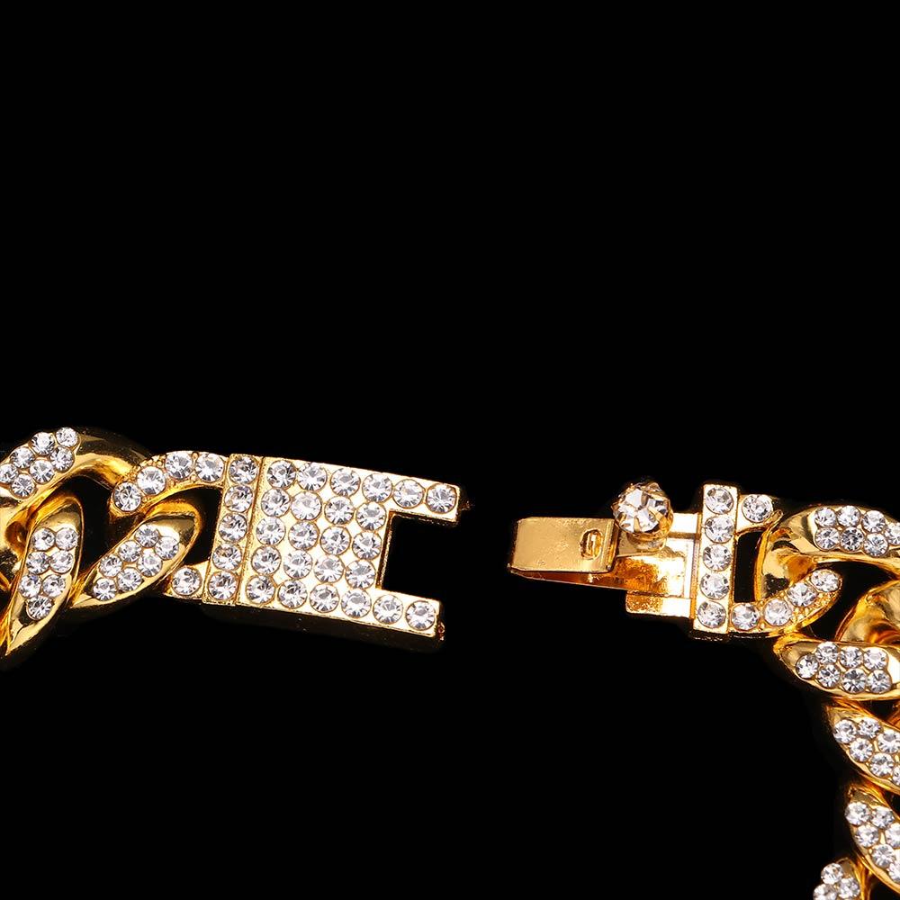 QQMALL Vòng Tay Đính Đá 12MM Phong Cách Hiphop Thời Trang Cho Nam Nữ