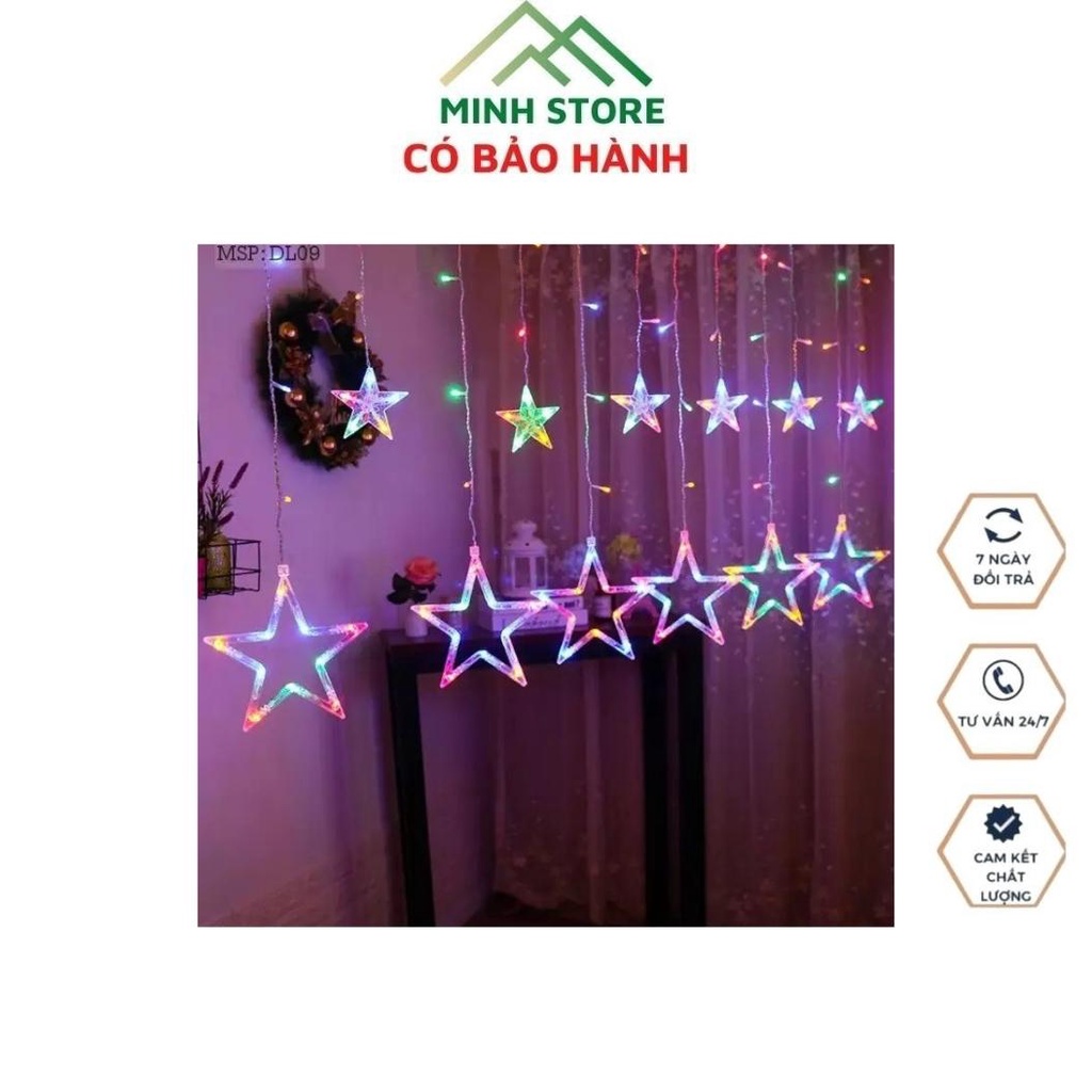 Đèn Led Trang Trí Hình Ngôi Sao Dạng Đèn Mành 12 bóng Gồm 6 Sao Lớn 6 Sao Nhỏ,7 sắc cầu vồng Sinh Nhật Sự Kiện