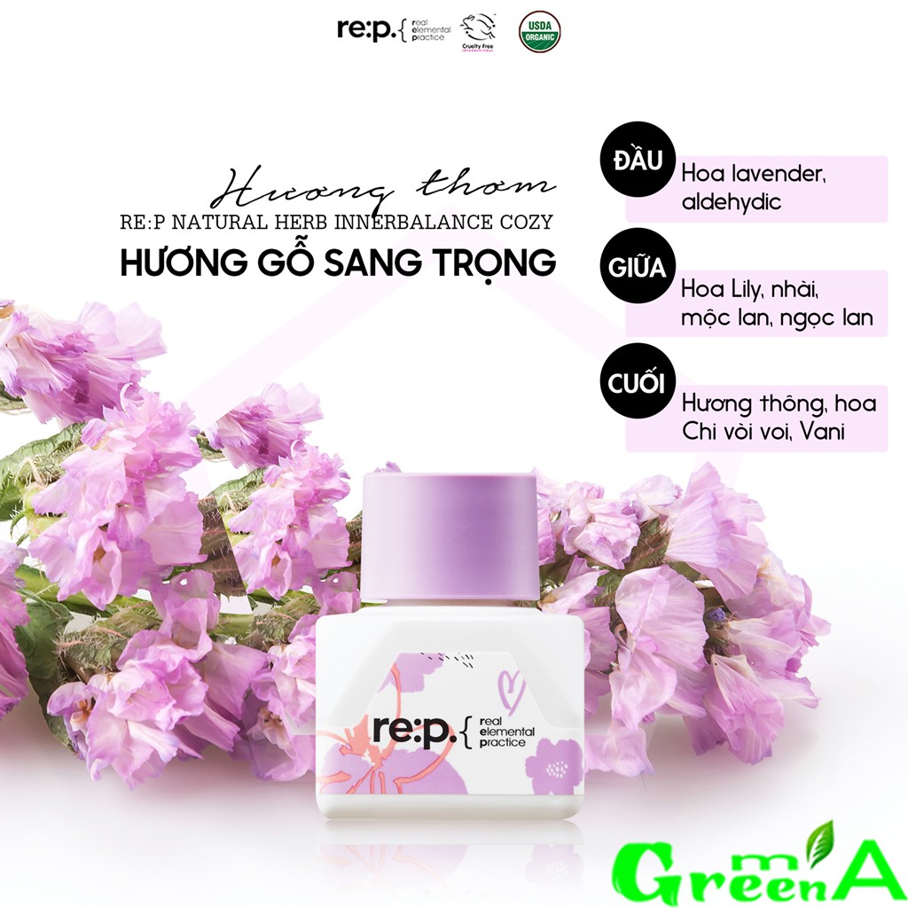 Nước Hoa RE:P NATURAL HERB INNERBALANCE COZY 5ml Hương Thơm Liên Tục 10 Giờ Nước Hoa Cho Mẹ Bầu, Sau Sinh