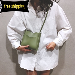 WOMEN'S bag 2019 new Korean style simple solid color all-match student Pu bag casual shoulder messenger bag small bag