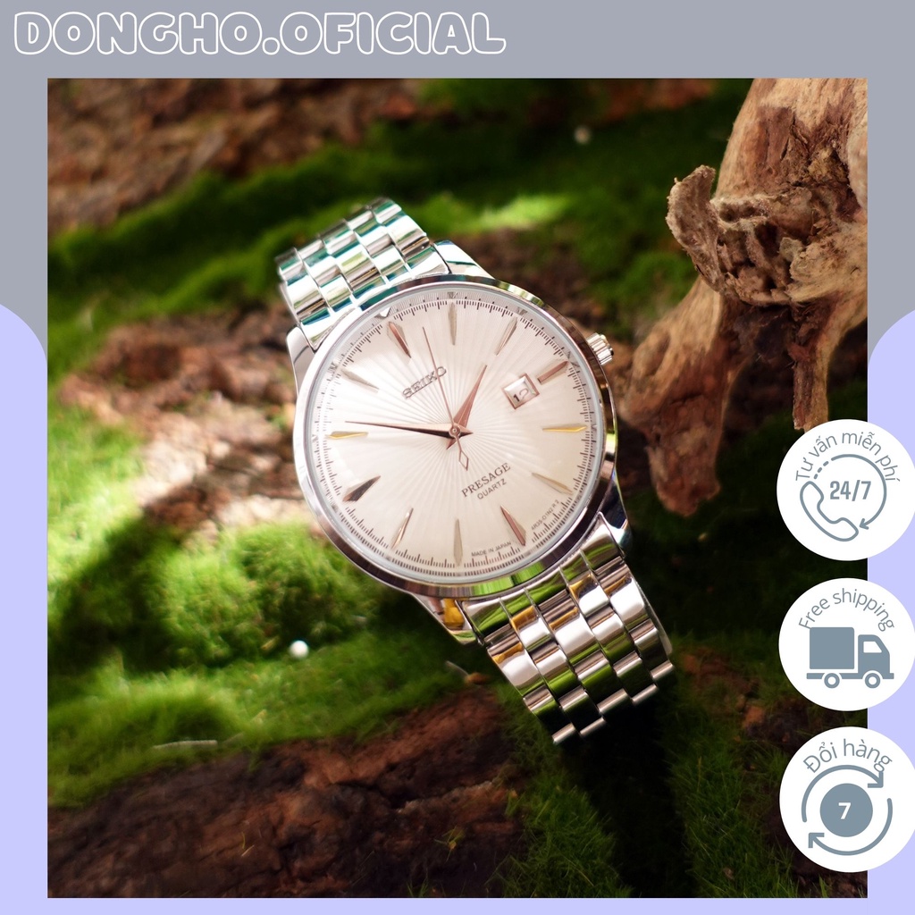 Đồng hồ nam seiko Đồng hồ nam chính hãng Cao Cấp Dây Kim Loại Mặt Tròn Có Lịch Ngày Chống Nước 3ATM thegioidongho qdas
