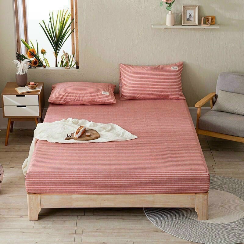 Bộ Ga Gối Cotton TiCi Kẻ Phong Cách Hàn Quốc ❄️ mềm mịn siêu thoáng mát thịch hợp dùng mùa hè tặng kèm vỏ gối ôm cùng bộ