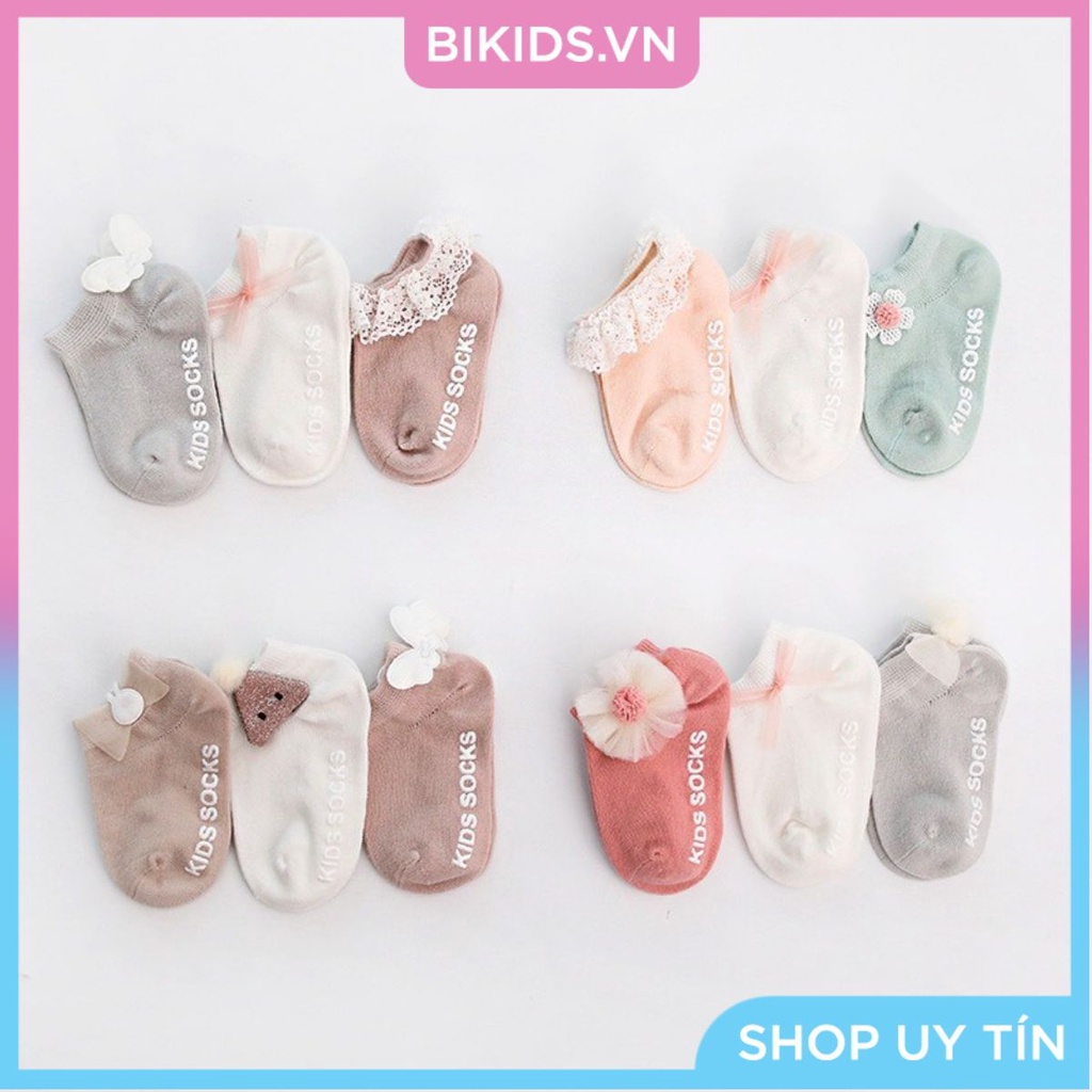 Tất chống trượt nơ công chúa NemoBaby set 3 đôi