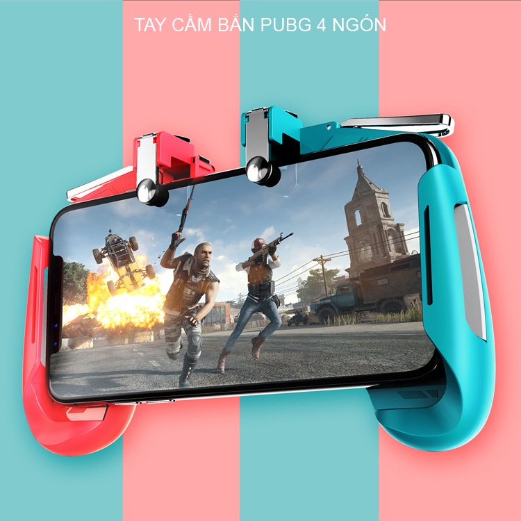 Tay cầm chơi game điện thoại MEMO AK16 chơi pubg freefire cs go ghìm tâm thao tác 4 ngón công thái học