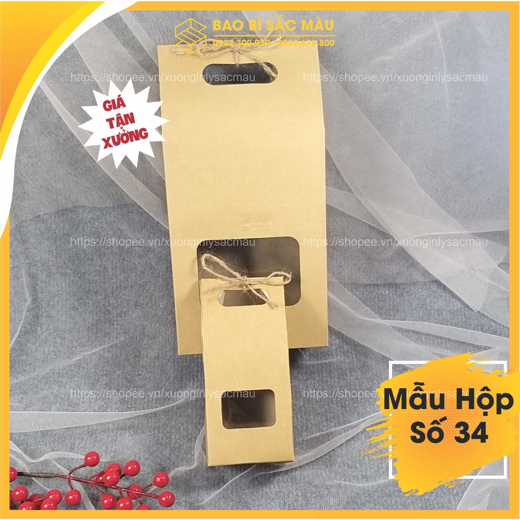 5 Hộp giấy kraft mặt kiếng nắp gấp đựng thực phẩm, bánh kẹo, quà tặng, các loại ngũ cốc, quà tặng... mẫu số 34