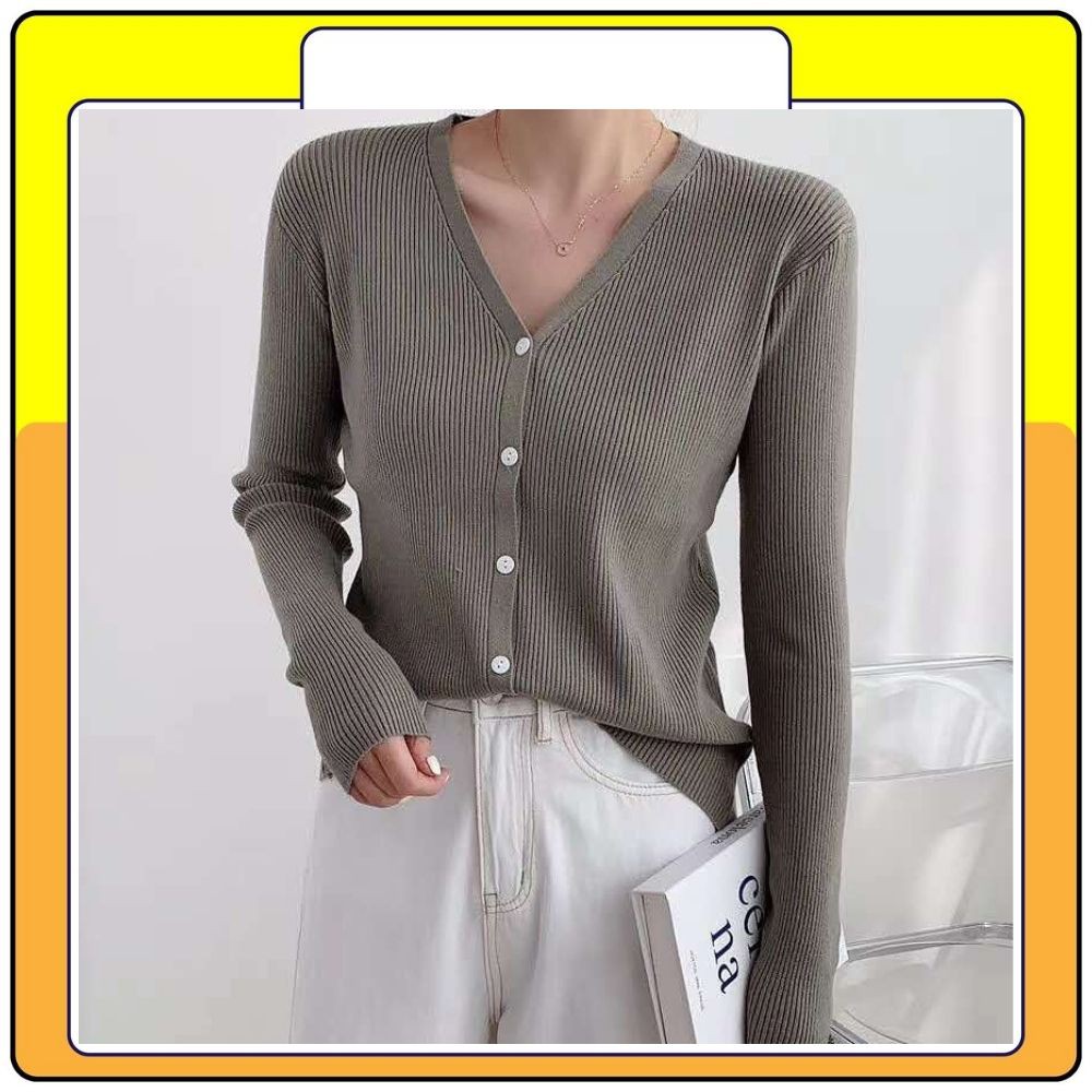 Áo khoác cagidan len nữ tutu dáng ngắn dài phong cách Hàn Quốc, áo cgd cúc dài tay Queenshop