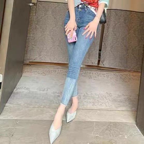 Quần jean 9 Tấc BigSize co dãn mạnh, lưng cao, kiểu dáng was loang ống HotTrend 4076