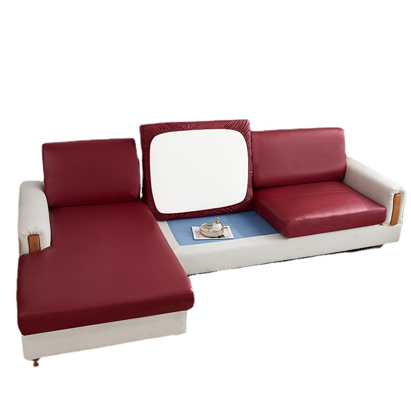 Vỏ bọc ghế sofa 1/2/3/4 chỗ ngồi hình chữ L bằng da màu be chống thấm nước trang trí nội thất phòng khách tiện dụng