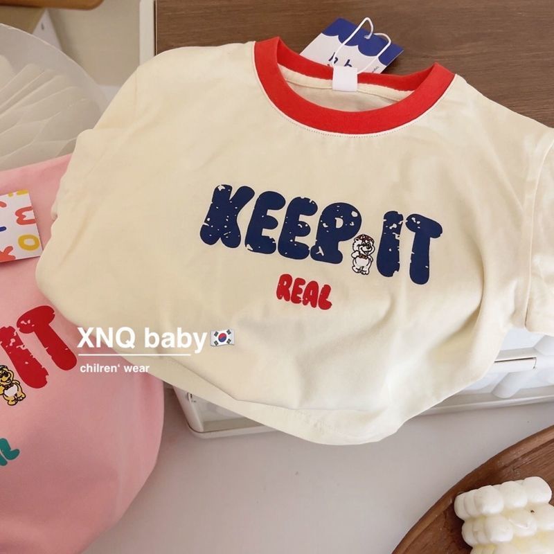 Áo Thun Tay Ngắn 100% Cotton Nguyên Chất In Họa Tiết Dễ Thương Phong Cách Nhật Hàn Cho Bé Trai