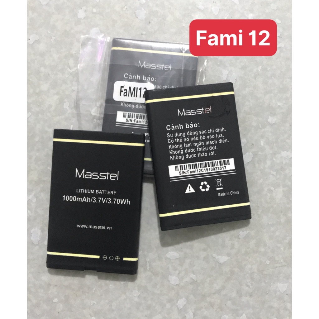 Pin Fami 12 - Masstel / dung lượng 1000mAh / Fami 12 dung lượng 1400mAh