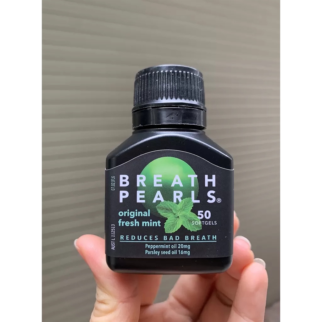 Viên thơm miệng thảo dược Breath pearls (50v - Chính hãng Úc) giảm mùi miệng cho người lớn, phụ nữ và bé trên 6 tuổi