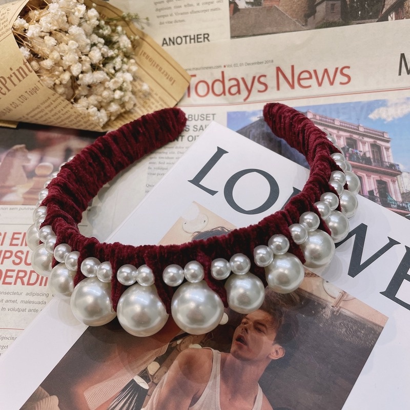 Băng Đô Cài Tóc Hình Vương Miện Đính Ngọc Trai Sang Trọng Cho Nữ