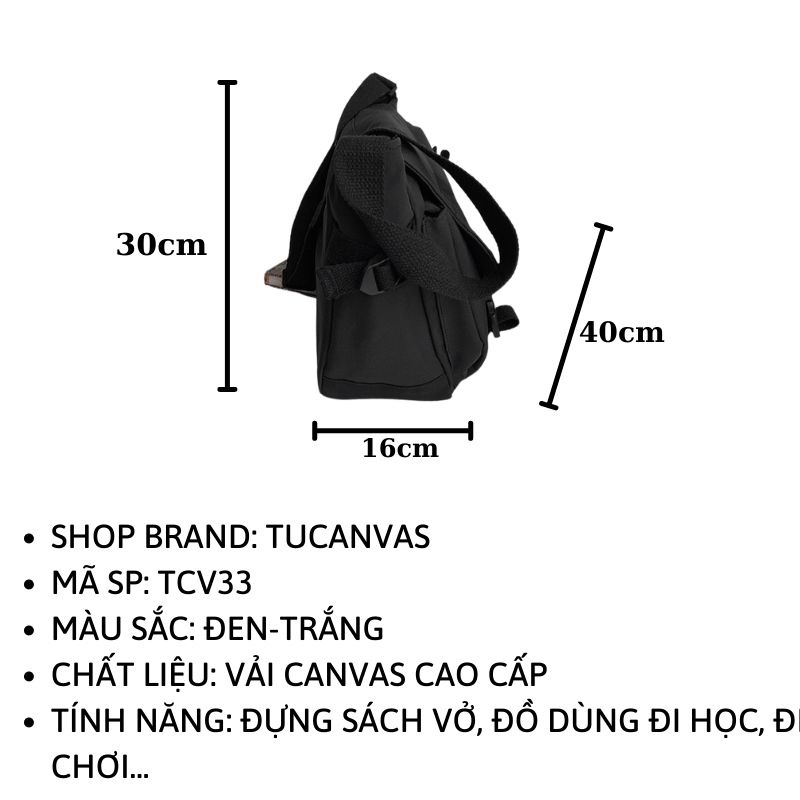 Túi đeo chéo nam nữ đi chơi đi học vải canvas giá rẻ thời trang Tucannvas TCV33