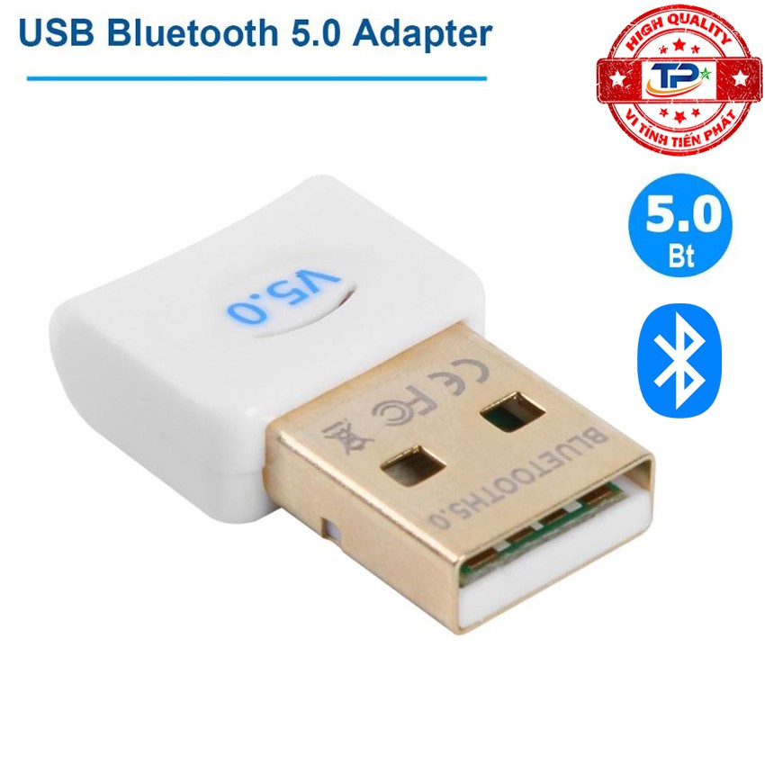 USB Bluetooth 5.0 Dongle dùng cho PC và Laptop phát ra bluetooth kết nối với loa bluetooth và truyền data