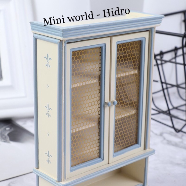 Mô hình Tủ gỗ mini trang trí nhà búp bê. Tủ bếp gỗ mini. Tủ mô hình tỉ lệ 1/12