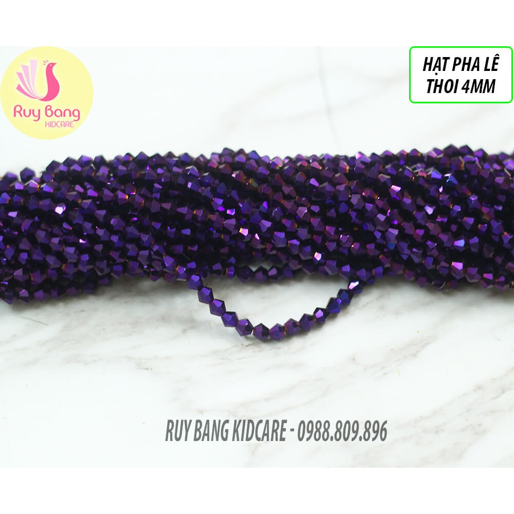 Hạt pha lê thoi 4mm tông xám-hồng-tím-đen