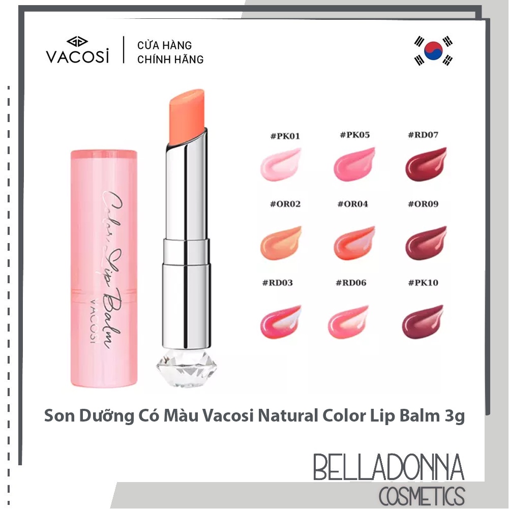 Son Dưỡng Có Màu Vacosi Natural Color Lip Balm 3g