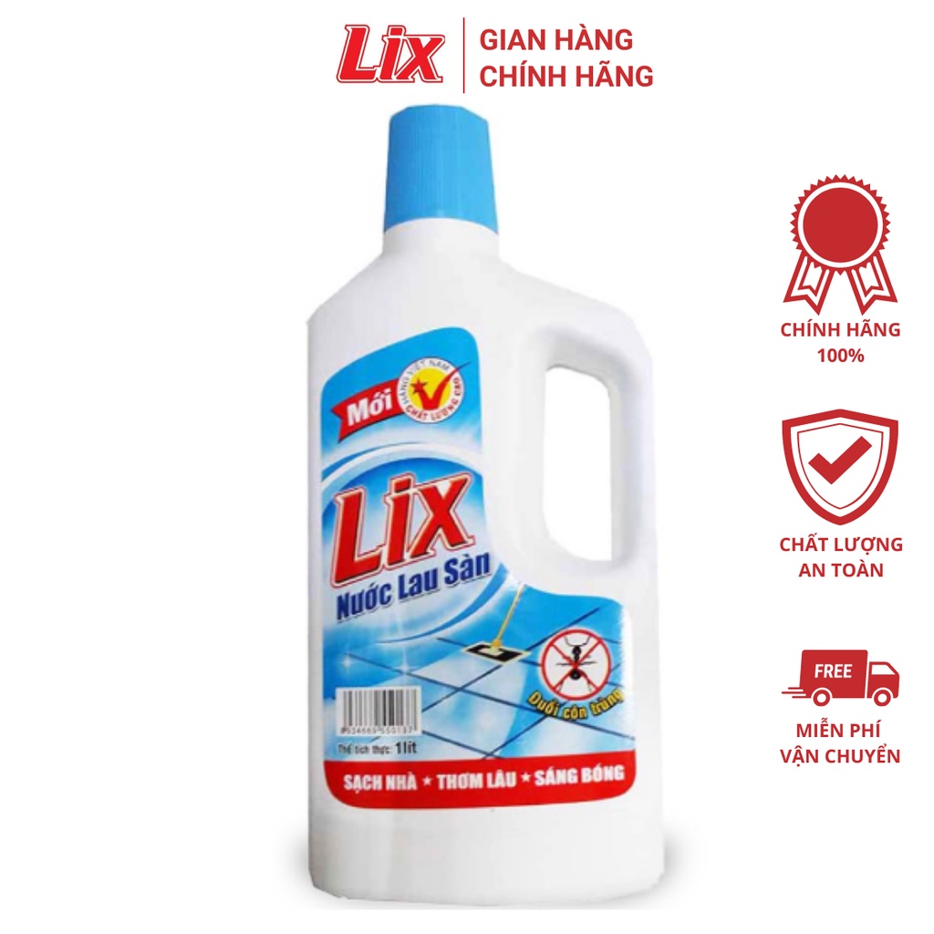 Nước lau sàn LIX đuổi côn trùng Chai 1L LD115 nước lau sàn sạch nhà thơm lâu sáng bóng an toàn ngát hương thơm