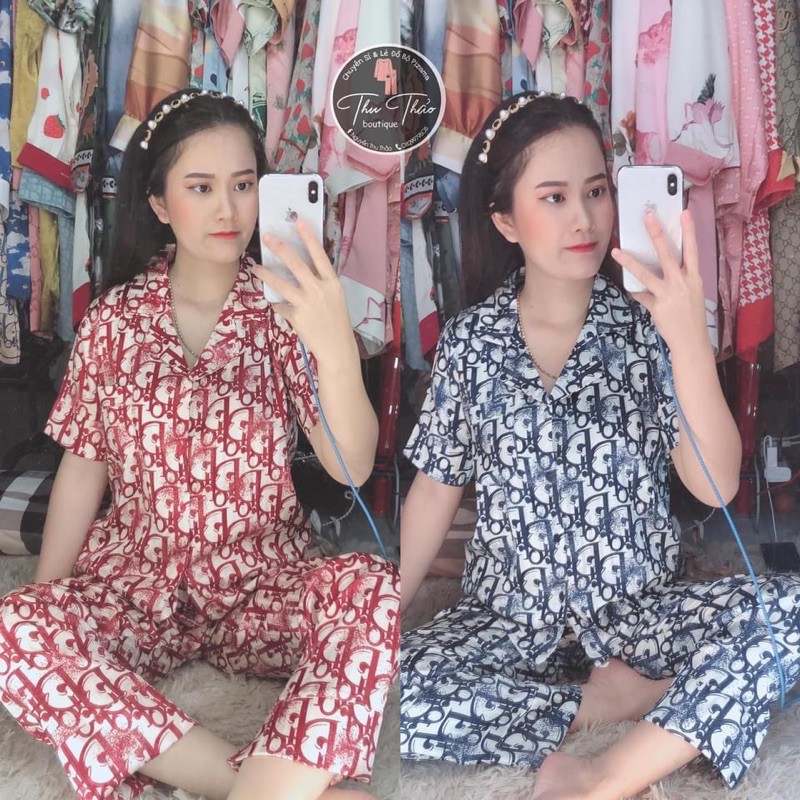 Đồ Bộ Pizama mango Tay Ngắn Quần Dài Hoa Tiết | BigBuy360 - bigbuy360.vn