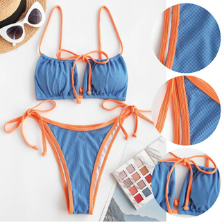 Bộ Bikini Hai Mảnh Hở Lưng Phối Màu Sắc Gợi Cảm Cho Nữ