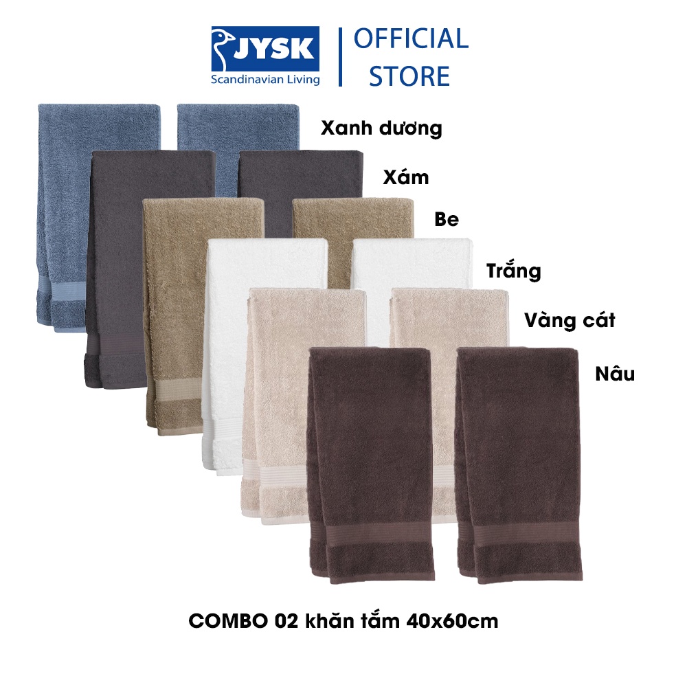 Combo 2 khăn tắm cotton | JYSK Karlstad | 40x60cm nhiều màu