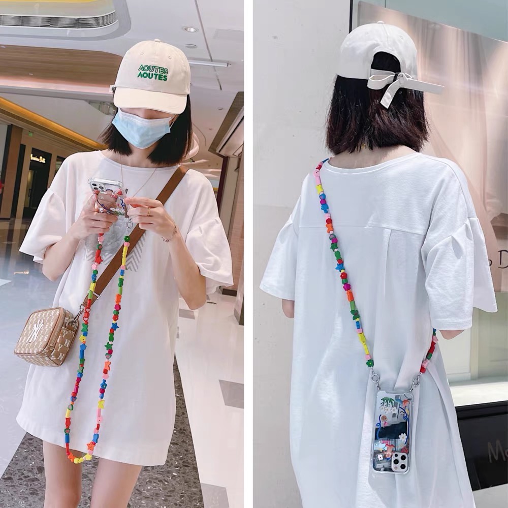 Dây Đeo Chéo Dài 110cm Bằng Gỗ Họa Tiết Hoa Có Móc Treo Túi Xách / Điện Thoại