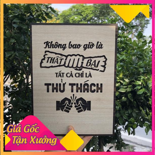 [Không bao giờ là thất bại, tất cả chỉ là thử thách] Tranh treo tường Gỗ trang trí phòng tạo động lực 20x27cm