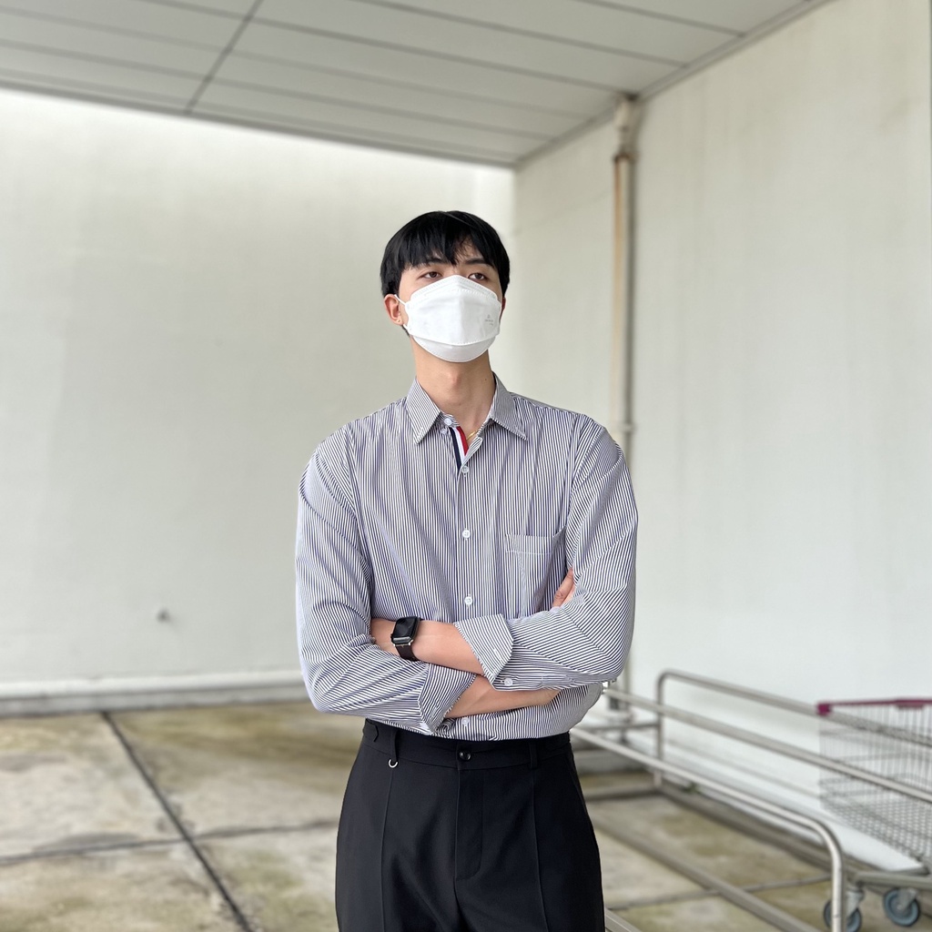 Áo sơ mi dài tay nam mẫu kẻ đen trắng sọc nẹp , vải Cotton xịn, chuẩn form - Regular fit, đứng form - HALIOMAN