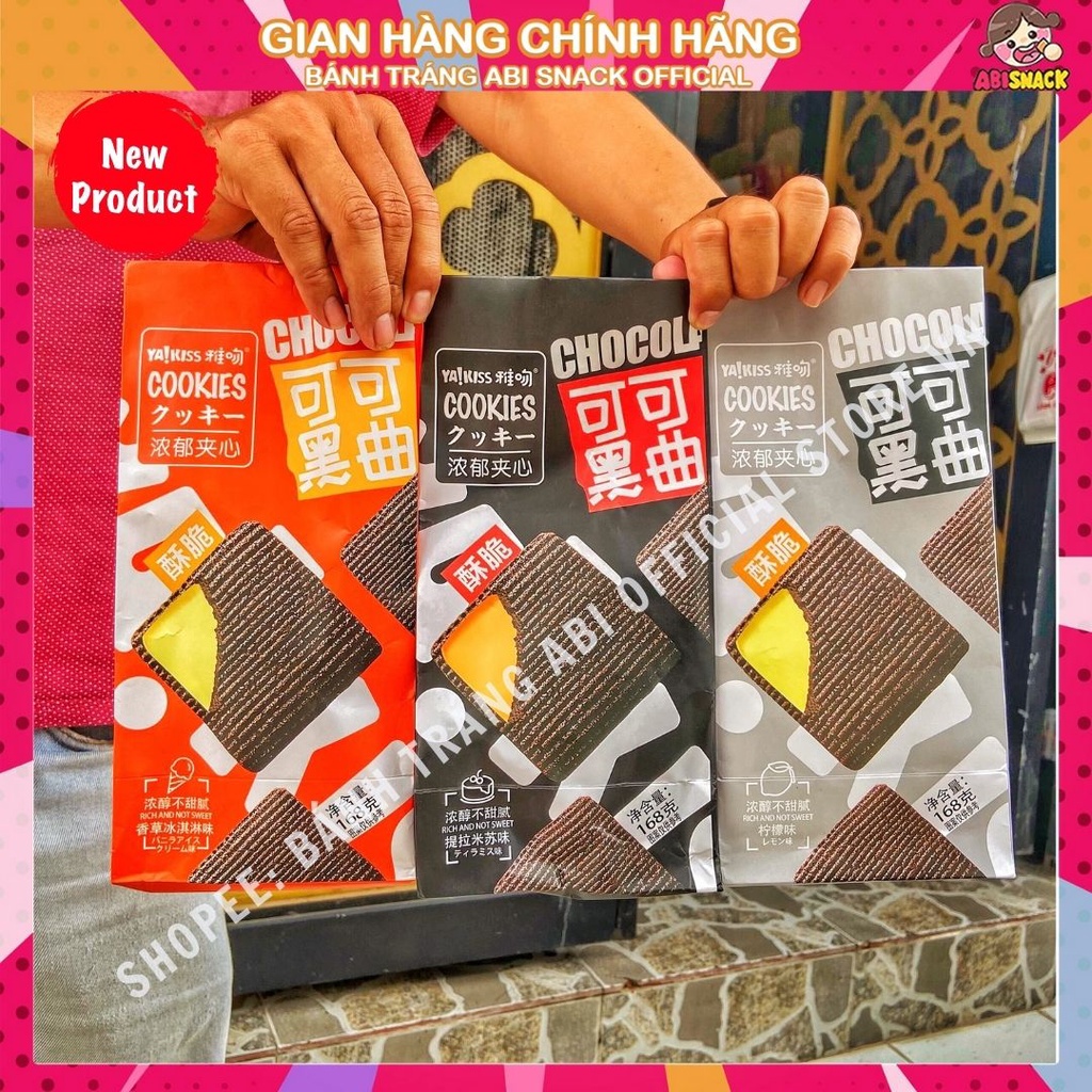 BÁNH QUY COOKIE 3 VỊ Yakiss vị kem vani-taramisu-chanh văn phòng ăn vặt trà chiều túi giấy 168g