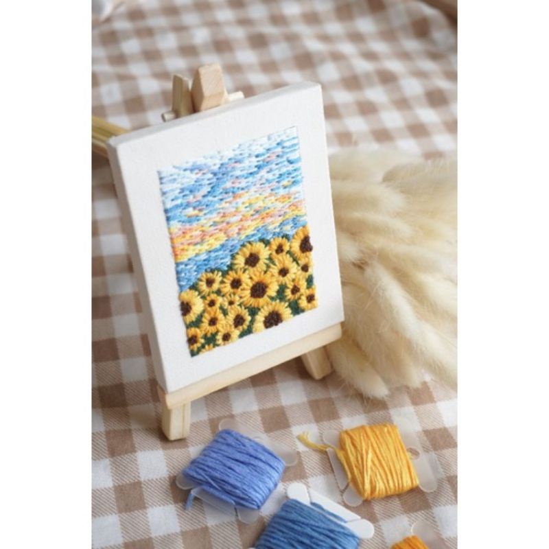 Bộ kit thêu tranh canvas mini 8x10cm decor phòng (có nhận theo yêu cầu)