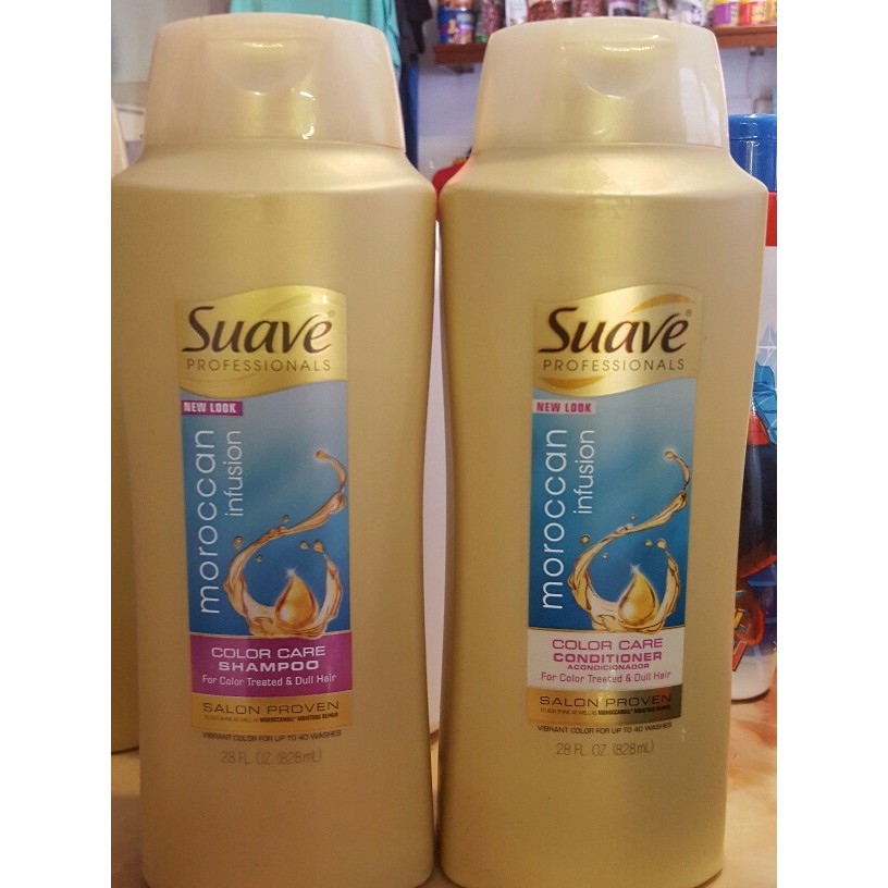 01 chai DẦU GỘI / XÃ TÓC NHUỘM  Suave Professionals Moroccan Infusion Color Care Shampoo &conditioner 828ml/373ml