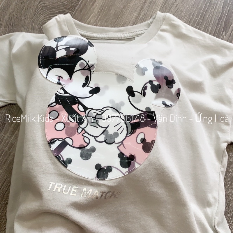 Áo phông cotton cho bé gái hình mickey xuất dư xịn