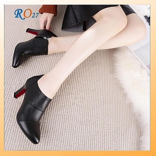 Giày boot bốt nữ cổ thấp 7 phân màu đen hàng hiệu rosata ro27