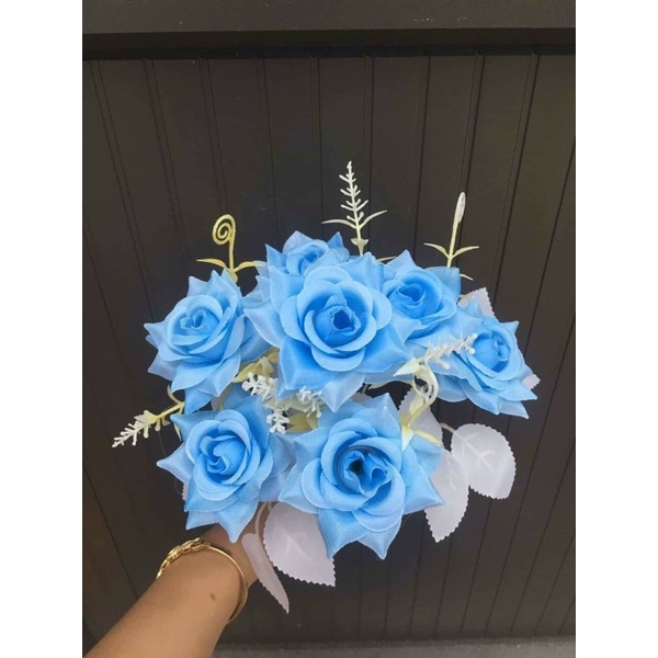 Cụm Hồng quế - hoa Hồng 7 bông - HOA GIẢ ,HOA VẢI